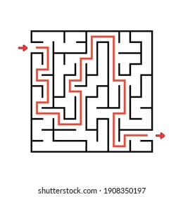 Quadratisches Labyrinth. Spiel für Kinder. Puzzle für Kinder. Labyrinth-Rätsel. Vektorgrafik. Finden Sie den richtigen Weg.
