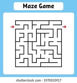 Square maze. Game for kids. Puzzle for children. Labyrinth conundrum. Vector illustration. Find the right path.