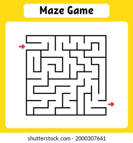 Quadratisches Labyrinth. Spiel für Kinder. Puzzle für Kinder. Labyrinth-Rätsel. Vektorgrafik. Finden Sie den richtigen Weg.
