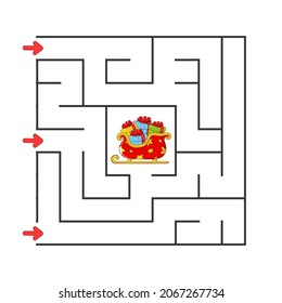 Square maze. Game for kids. Puzzle for children. cartoon character. Labyrinth conundrum. Color vector illustration. Find the right path. The development of logical and spatial thinking.