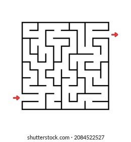 Square maze. Game for kids. Puzzle for children. Labyrinth conundrum. Vector illustration. Find the right path.