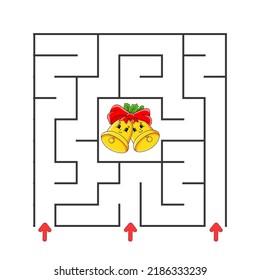 Square maze. Game for kids. Puzzle for children. cartoon character. Labyrinth conundrum. Color vector illustration. Find the right path. The development of logical and spatial thinking.