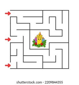 Square maze. Game for kids. Puzzle for children. cartoon character. Labyrinth conundrum. Color vector illustration. Find the right path. The development of logical and spatial thinking.