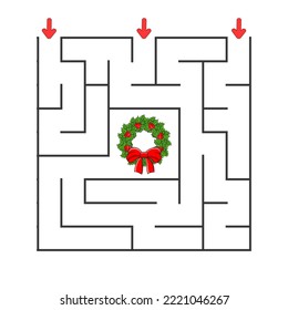 Square maze. Game for kids. Puzzle for children. cartoon character. Labyrinth conundrum. Color vector illustration. Find the right path. The development of logical and spatial thinking.