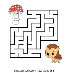 Square maze. Game for kids. Puzzle for children. Labyrinth conundrum. cartoon character. Isolated on white background. Vector illustration.