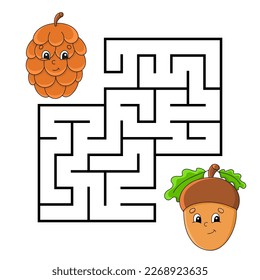 Square maze. Game for kids. Puzzle for children. Labyrinth conundrum. cartoon character. Isolated on white background. Vector illustration.