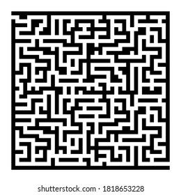 El laberinto cuadrado está aislado en un fondo blanco. Encuentra la manera correcta en el laberinto del juego lógico. Ilustración del vector