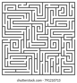 Square maze isolated on white background. Medium complexity