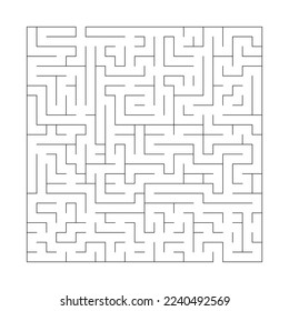Square maze for kids. Simple puzzle: "Linear maze". Vector illustration of a children's toy. Easy, medium, high difficulty. Labyrinth with entrance and exit without clues