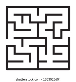 Square maze or labyrinth line art vector icon for puzzle apps and websites