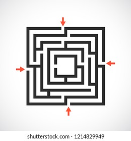Square maze labyrinth vector icon illustration isolated on white background