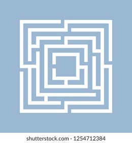 Square maze labyrinth vector illustration isolated on blue background