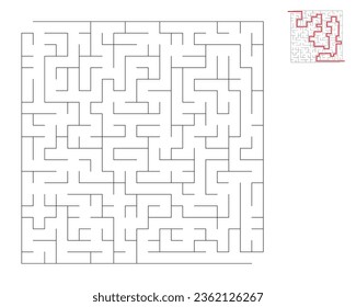 Square maze,  logic game with labyrinths.  maze game. A maze with answers