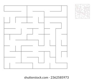 Square maze,  logic game with labyrinths.  maze game. A maze with answers