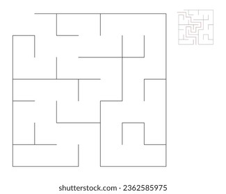 Square maze,  logic game with labyrinths.  maze game. A maze with answers