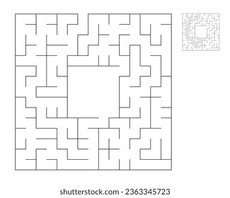 Square maze,  logic game with labyrinths.  maze game. A maze with answers