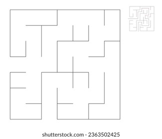 Square maze,  logic game with labyrinths.  maze game. A maze with answers