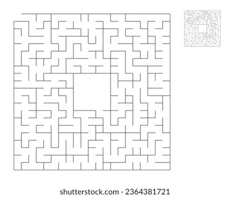 Square maze,  logic game with labyrinths.  maze game. A maze with answers