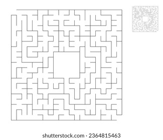 Square maze,  logic game with labyrinths.  maze game. A maze with answers