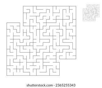 Square maze,  logic game with labyrinths.  maze game. A maze with answers