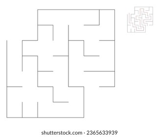 Square maze,  logic game with labyrinths.  maze game. A maze with answers