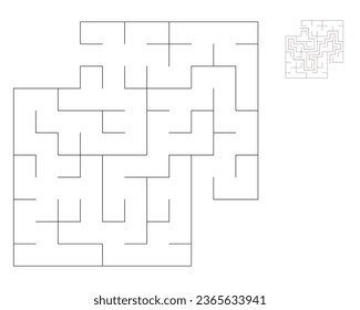 Square maze,  logic game with labyrinths.  maze game. A maze with answers