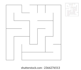 Square maze,  logic game with labyrinths.  maze game. A maze with answers