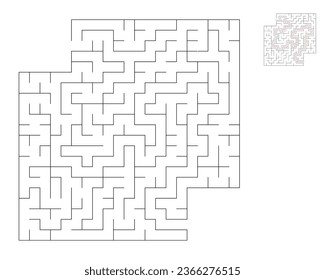 Square maze,  logic game with labyrinths.  maze game. A maze with answers