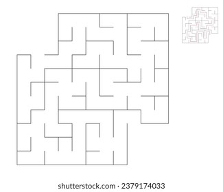Square maze,  logic game with labyrinths.  maze game. A maze with answers