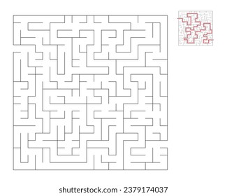 Square maze,  logic game with labyrinths.  maze game. A maze with answers