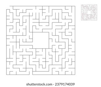 Square maze,  logic game with labyrinths.  maze game. A maze with answers