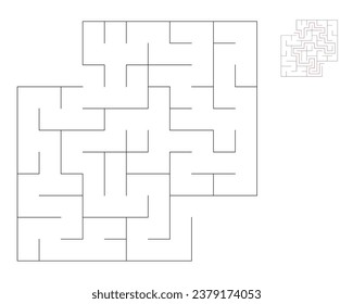 Square maze,  logic game with labyrinths.  maze game. A maze with answers