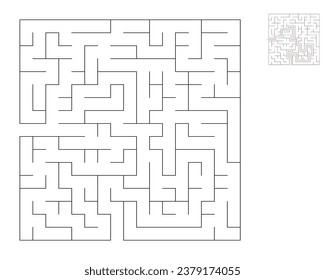 Square maze,  logic game with labyrinths.  maze game. A maze with answers