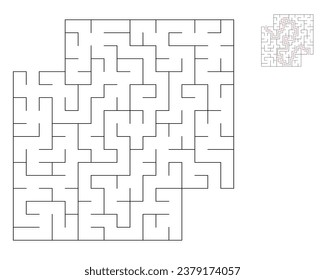 Square maze,  logic game with labyrinths.  maze game. A maze with answers
