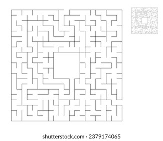 Square maze,  logic game with labyrinths.  maze game. A maze with answers