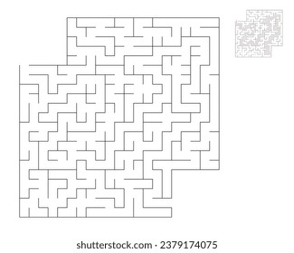 Square maze,  logic game with labyrinths.  maze game. A maze with answers