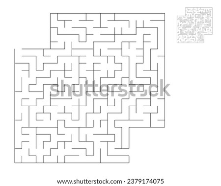 Square maze,  logic game with labyrinths.  maze game. A maze with answers
