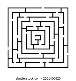 Square maze scheme in black color on white background flat vector illustration