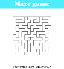Square maze. Vector Labyrinth, conundrum. Game for kids. Puzzle for children. Find the right path.