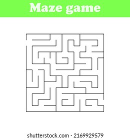 Square maze. Vector Labyrinth, conundrum. Game for kids. Puzzle for children. Find the right path.