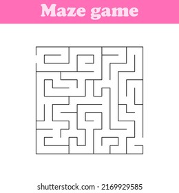 Square maze. Vector Labyrinth, conundrum. Game for kids. Puzzle for children. Find the right path.