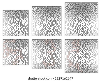 Square mazes. 3 version with different complexity.