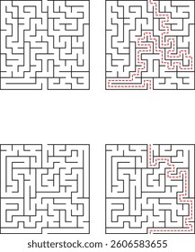 Square Mazes Solutions and Paths, Puzzles