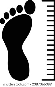 Square measure foot size icon. Bare foot measuring sign. Square measure shoe size symbol. flat style.