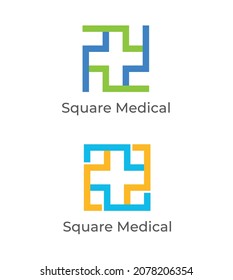 Square Medical Logo Design. Health Care Logo. Vector Logo Template