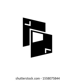 square merge icon vector in flat black and white style, vector icon illustration eps 10