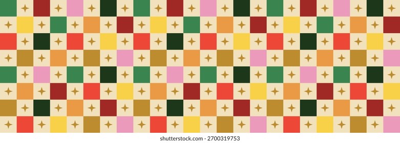 Patrón sin fisuras de Navidades cuadradas alegres. Elegante Ilustración vectorial geométrica. Motivos De Circo Y Estrellas De Oro. Formas mínimas de invierno moderno. Elegante fondo de Festiva para envoltura de lujo