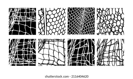 Square mesh abstract pattern, soccer net. Football gates isolated. Illustrations for tennis and volleyball design. Rope net vector silhouette. 