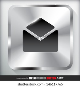 Square Metal Contact Button. Vector eps 10 Illustration. 