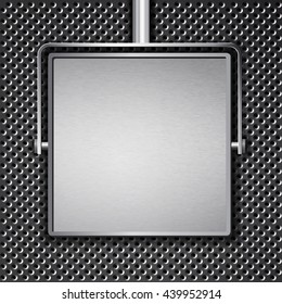 Square metal screen on the grill background. Vector illustration.